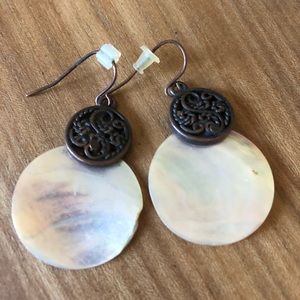 Boho chic bronze and shell earrings